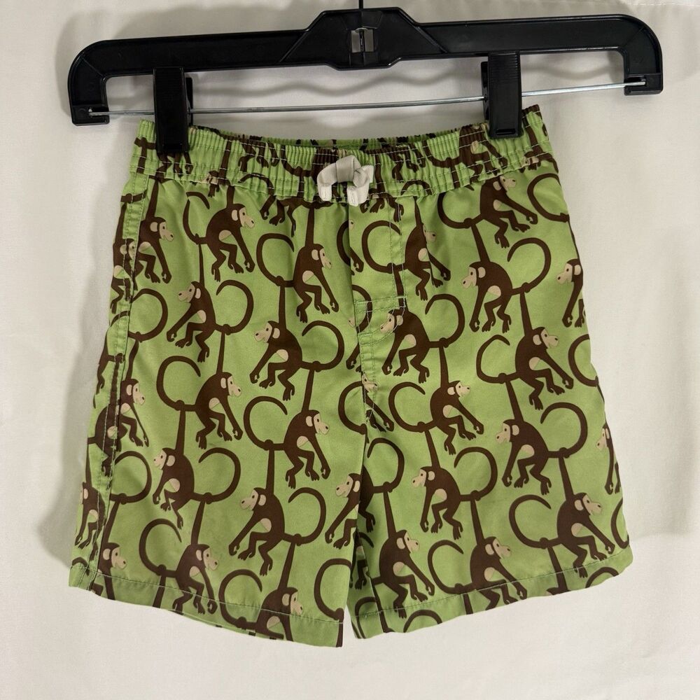 Baby Gap Swim Trunks Boy 18-24 Months Green Monkey Mesh Lined Pull On